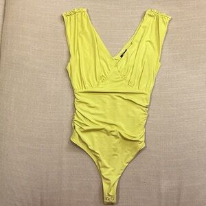 Express Lime Body Contour V-Neck Bodysuit